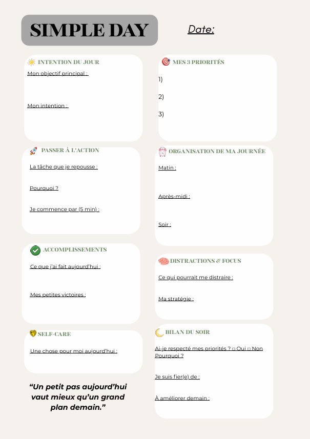 Simple Day - Planning quotidien